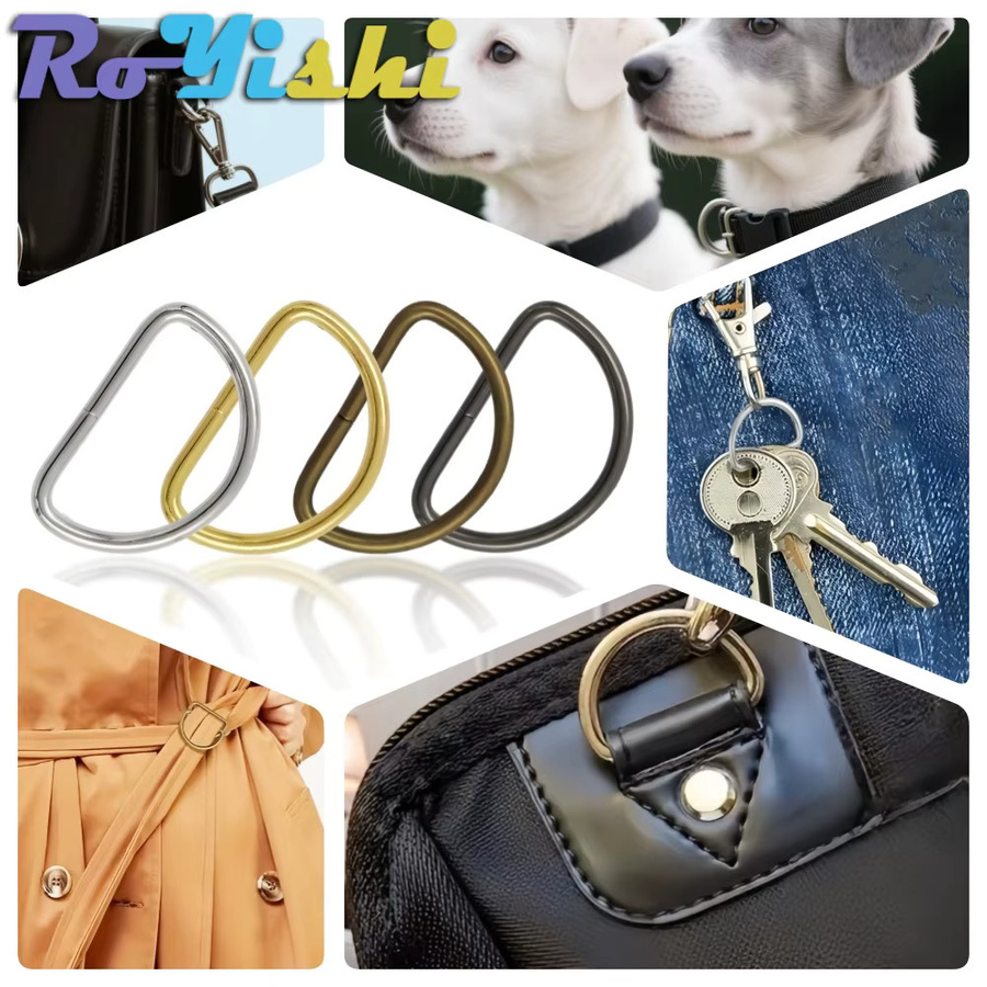 RoYishi Metall-D-Ring-Verbindungsschnalle für Gürtel und Taschen, 20 Stück, Schwarz und Mehrfarbig, 10 mm - Bild 4