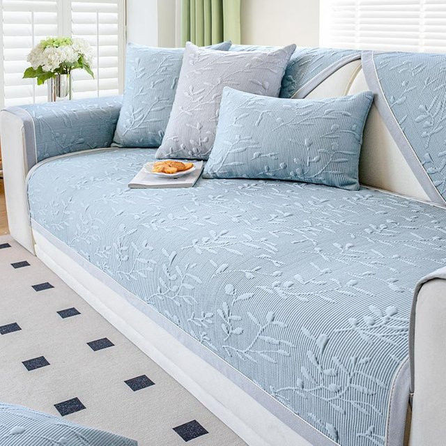 Super Six Jacquard Sofabezug aus Eis-Seide in Blau, rutschfester Couch Überwurf für dein Wohnzimmer, B/T/H: 70 x 70 x 0 cm - Bild 1