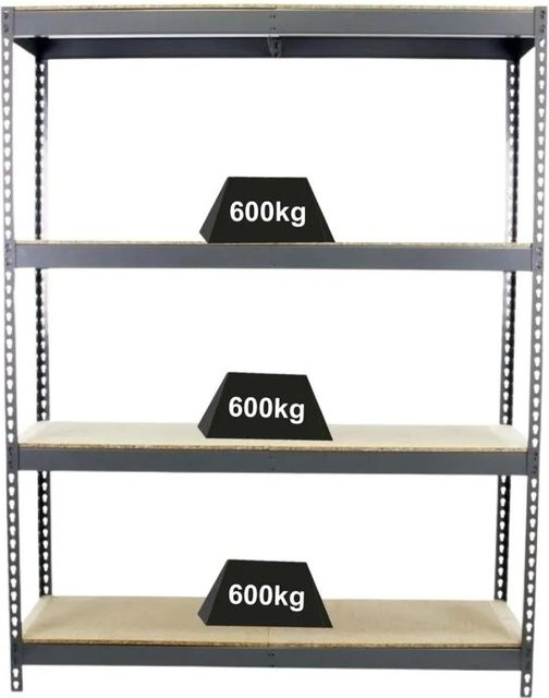 PROREGAL Schwerlastregal Wood Beast Four Grau, 4 Ebenen, H x B x T: 200 x 150 x 60 cm, Fachlast 600 kg - Bild 1