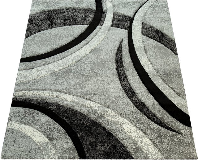Moderner Teppich Bravo in Grau mit Hoch-Tief-Effekt, pflegeleicht und fußbodenheizungsgeeignet, B/T: 80 x 300 cm - Bild 1