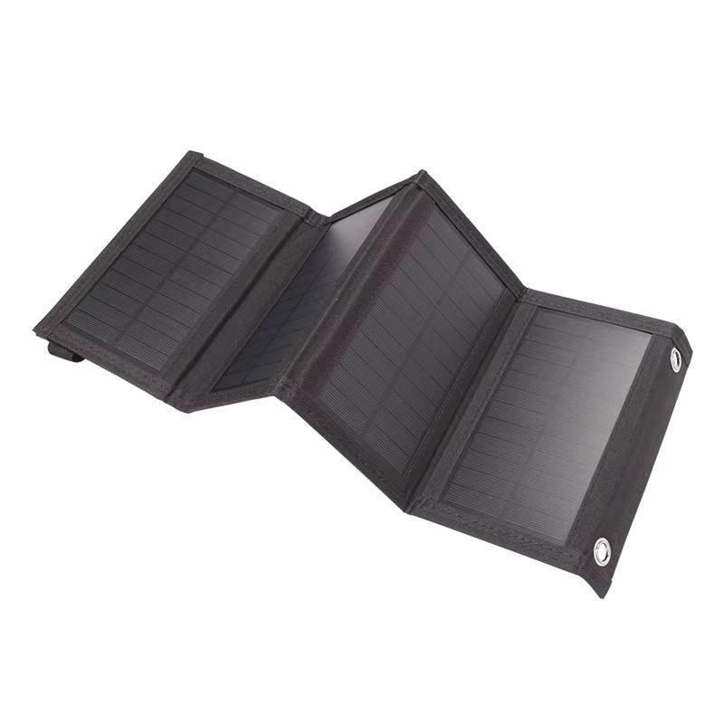 SNQP 4-fach faltbares USB-Solarpanel in Schwarz für Reisen zum Laden von Handy, Taschenlampe und Ventilator - Bild 5