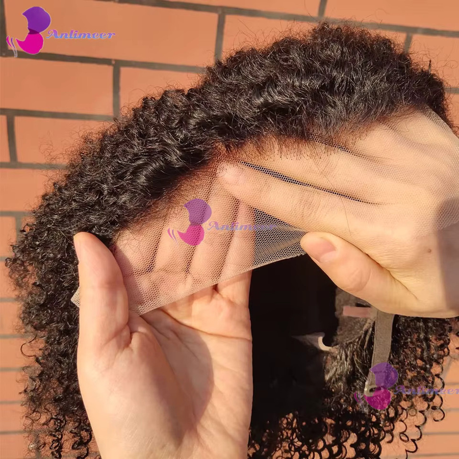 Anlimeer Afro-Perücke aus Echthaar, Kinky-Curly, 6 Zoll, Damen - Bild 2