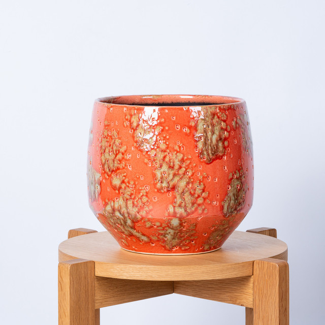 Keramik Übertopf Green Living von BLUME2000 in Bunt (Orange, Braun) für den Tisch, Höhe: 24 cm, Breite: 22 cm, Tiefe: 24 cm - Bild 1
