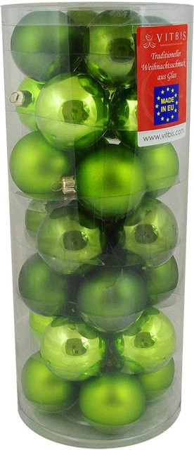 Vitbis Weihnachtskugeln aus Glas in Grün, 28 Stück, Durchmesser: 6 cm - Bild 1