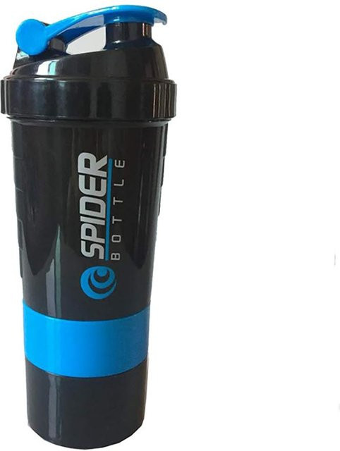 WIKHOSTAR 3-lagiger Shaker Proteinflasche aus Kunststoff in Blau mit 500ml Füllmenge - Bild 1