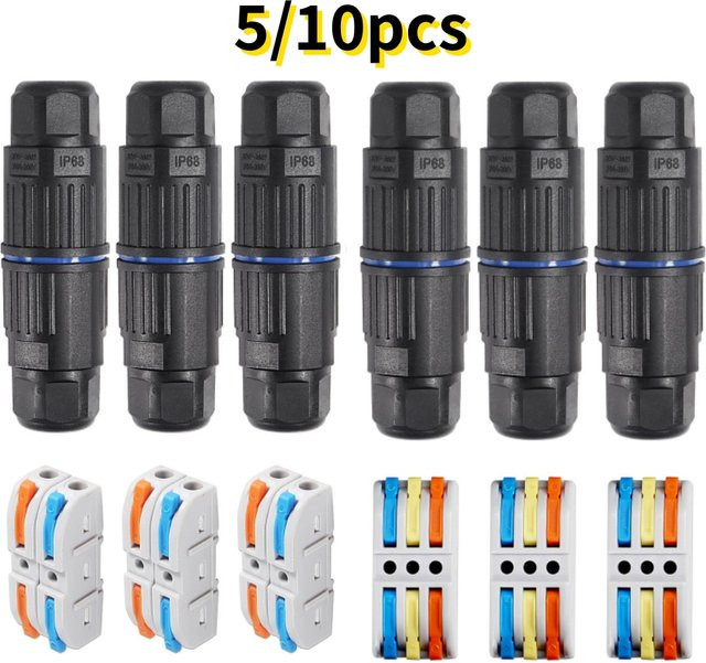 AOKIN IP68 Wasserdichte Anschlussdose Set für Outdoor-Anwendungen, 2/3 Weg Elektrische Kabelstecker mit Hebel für AWG 28-12 - Bild 1
