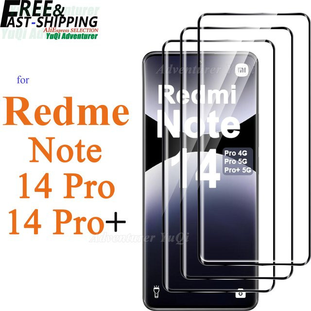 Xiaomi 3D-Displayschutzfolie aus gehärtetem Glas für Redmi Note 14 Pro 4G und 5G Plus, 6,67 Zoll, transparent, 9H Anti-Kratz-Schutz - Bild 1