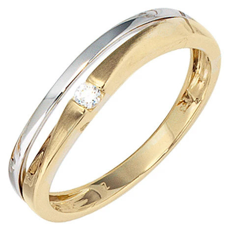 Colfem Ring 333 Gold, Bicolor, Zirkonia, Damen, Ringgröße 50 - Bild 1