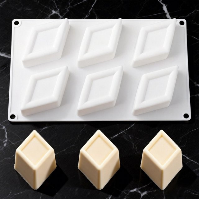 Meibum 6-fach Rhombus-Silikonform für Mousse, Schokolade und Gebäck in Weiß - Bild 1