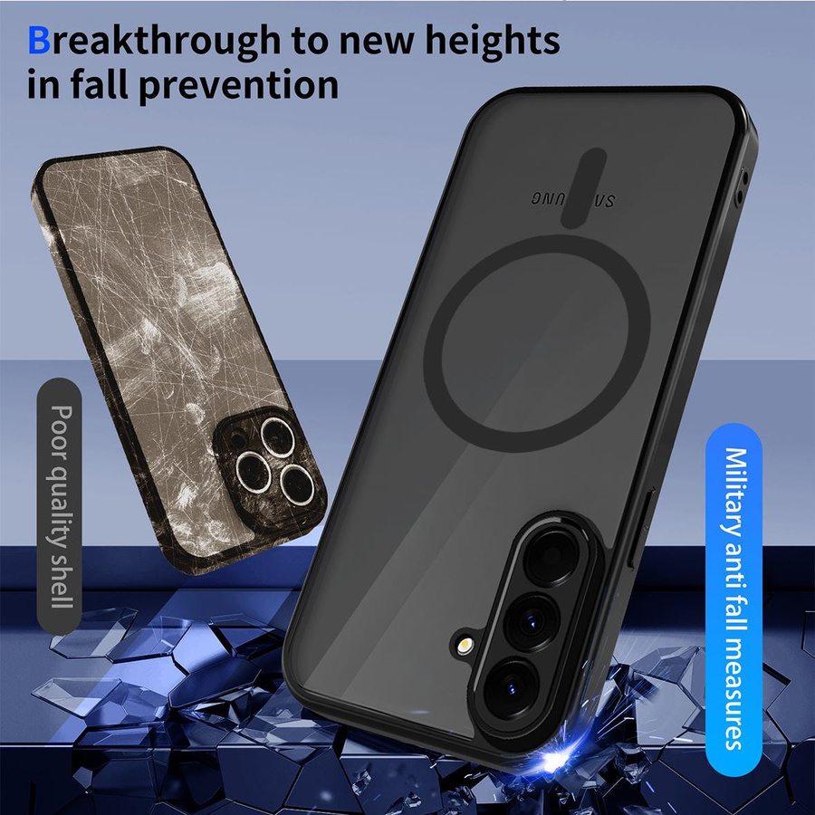 Magnetische MagSafe Schutzhülle für Samsung Galaxy A56 A36 A26 A16 A06 A17 A07 A55 A35 A25 A15 A05 A54 A34 A24 A14 A07, Matt Transparent, Schwarz - Bild 4