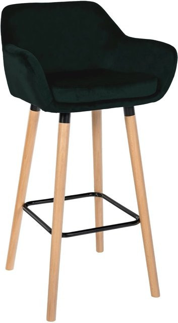 DELUKE Barhocker MIRID Samt Grün mit Lehne B/T/H: 55 x 46 x 99 cm - Bild 1