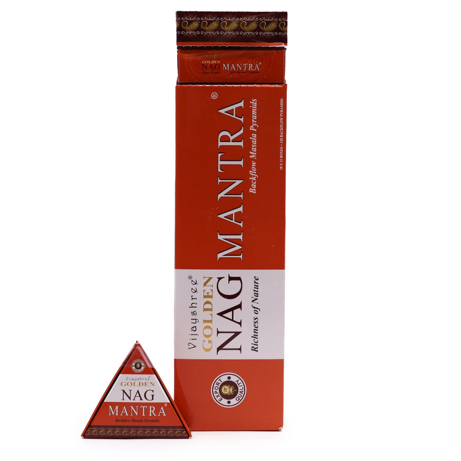 SHAMTAM Rückfluss-Räucherkegel Nag-Mantra Jumbo in Gold, 6 Stück, 42g - Bild 4