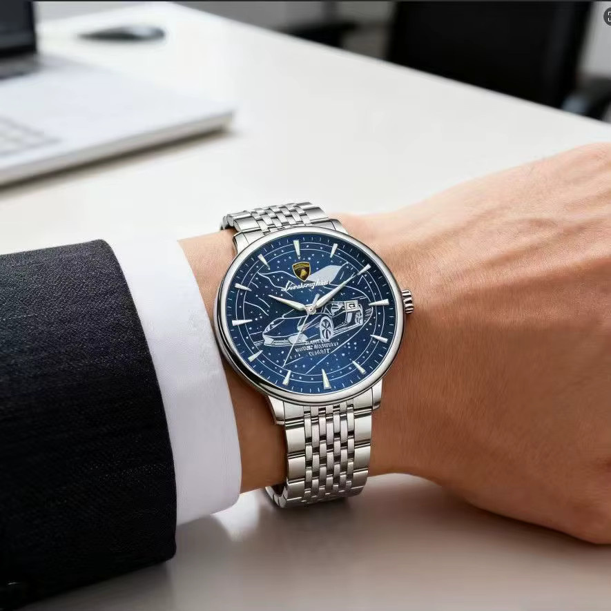 Lamborghini Armbanduhr, Quarz, Edelstahl, Blau, Unisex - Bild 4