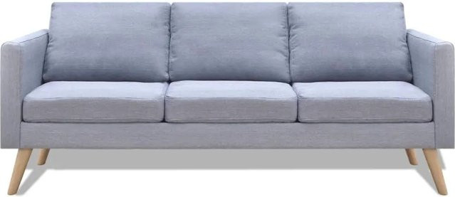 vidaXL 3-Sitzer Sofa aus Stoff in Hellgrau mit Holzrahmen und abnehmbaren Bezügen - Bild 1