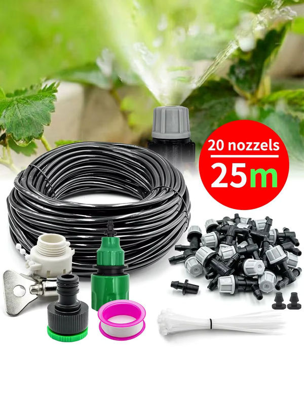 Outdoor Misting Kühlsystem mit Nebel Sprinkler Düsen Set in Schwarz zur Pflanzenbewässerung - Bild 6