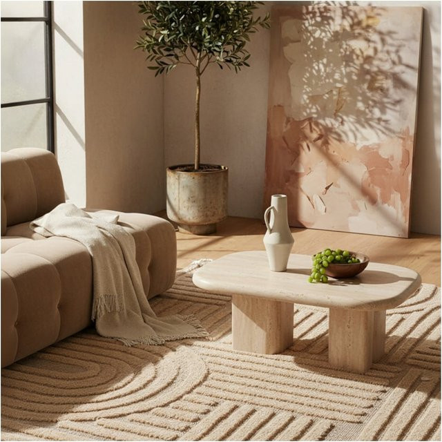 Hochflorteppich RIGI von Kadima Design im Skandi-Boho-Stil mit High-Low-Effekt, Pink und Beige, B/T: 280 x 370 cm - Bild 1