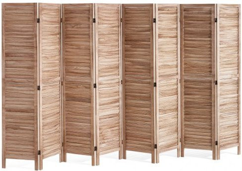 VEVOR Raumteiler Paravent aus Paulownia-Holz, 8-teiliger faltbarer Sichtschutz in Braun, Europäischer Stil mit Lamellen, Breite: 325 cm, Höhe: 170 cm - Bild 1