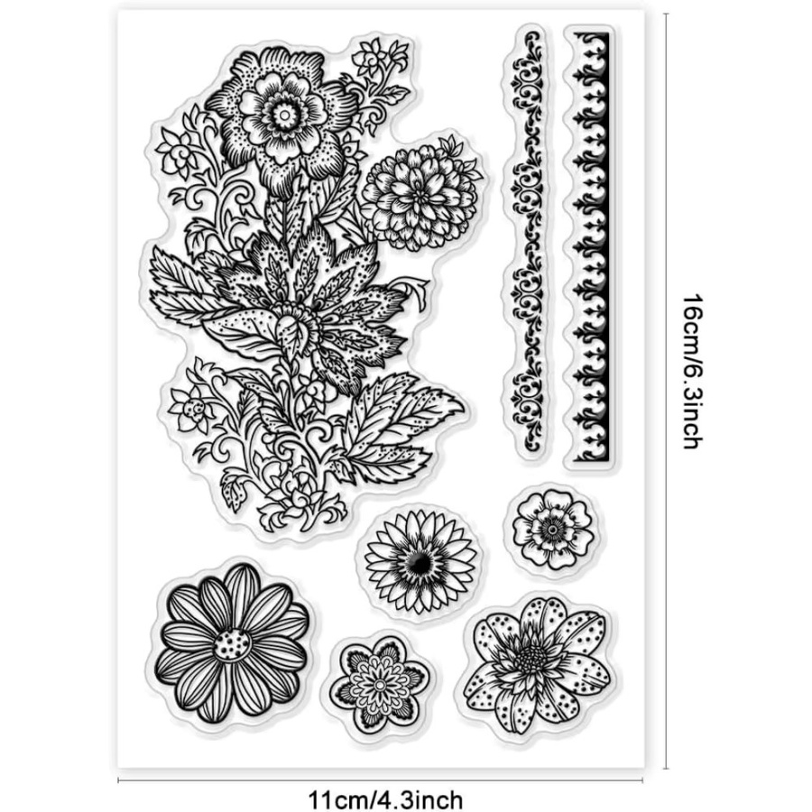 Transparente Silikonstempel mit Volksblumen-Motiv für DIY-Scrapbooking und Kartenherstellung - Bild 2