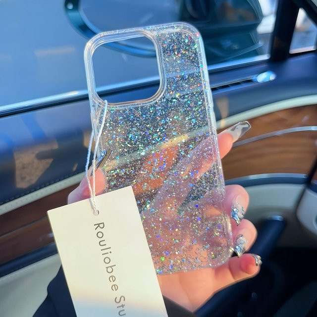 Meetsweet Glitzernde Handyhülle für iPhone 11 bis 17 Pro Max, Transparente Schutzhülle mit Bling-Effekt - Bild 1