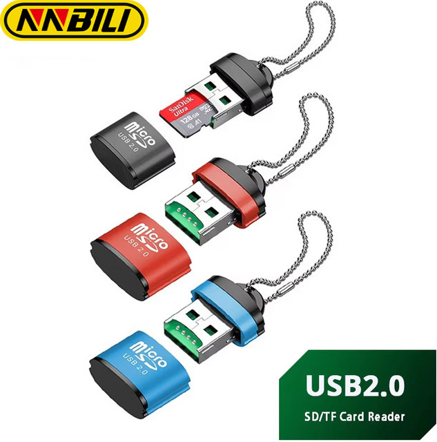 NNBILI USB Micro SD/TF Kartenleser USB 2.0 Mini Adapter in Purple für Laptop und Handy - Bild 1