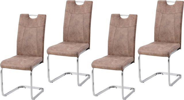 HTI-Living Esszimmerstuhl KellyC 4er-Set in Braun aus Mikrofaser als moderne Schwingstühle - Bild 1