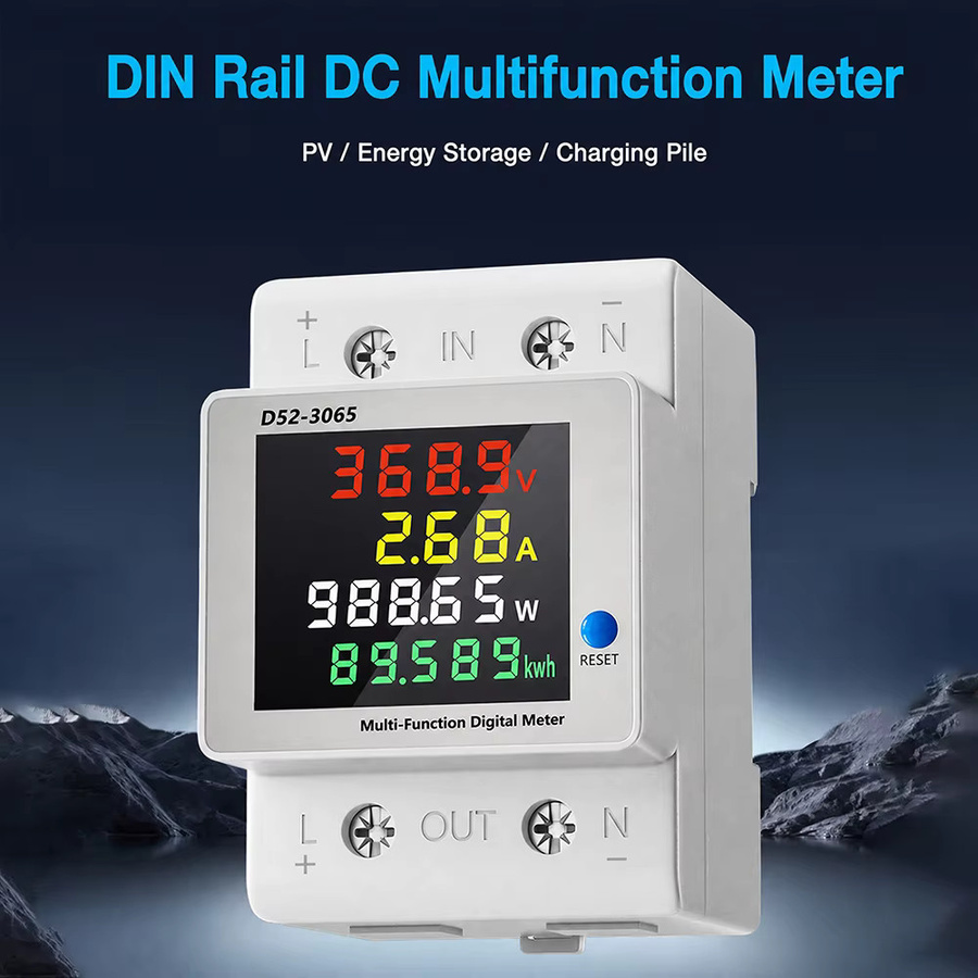 Aideepen 4-in-1 Digitaler Energiezähler für DIN-Schiene, Stromverbrauchsmonitor DC 14-600V 63A, Messgerät für Spannung, Strom, Watt, kWh und Frequenz in Weiß - Bild 2