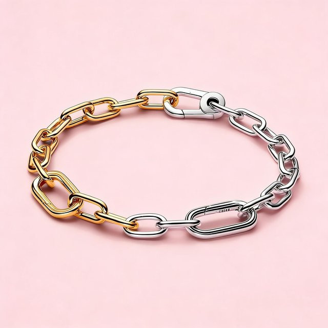 Armband 925 Silber, Zweifarbig, Damen, 17cm - Bild 1