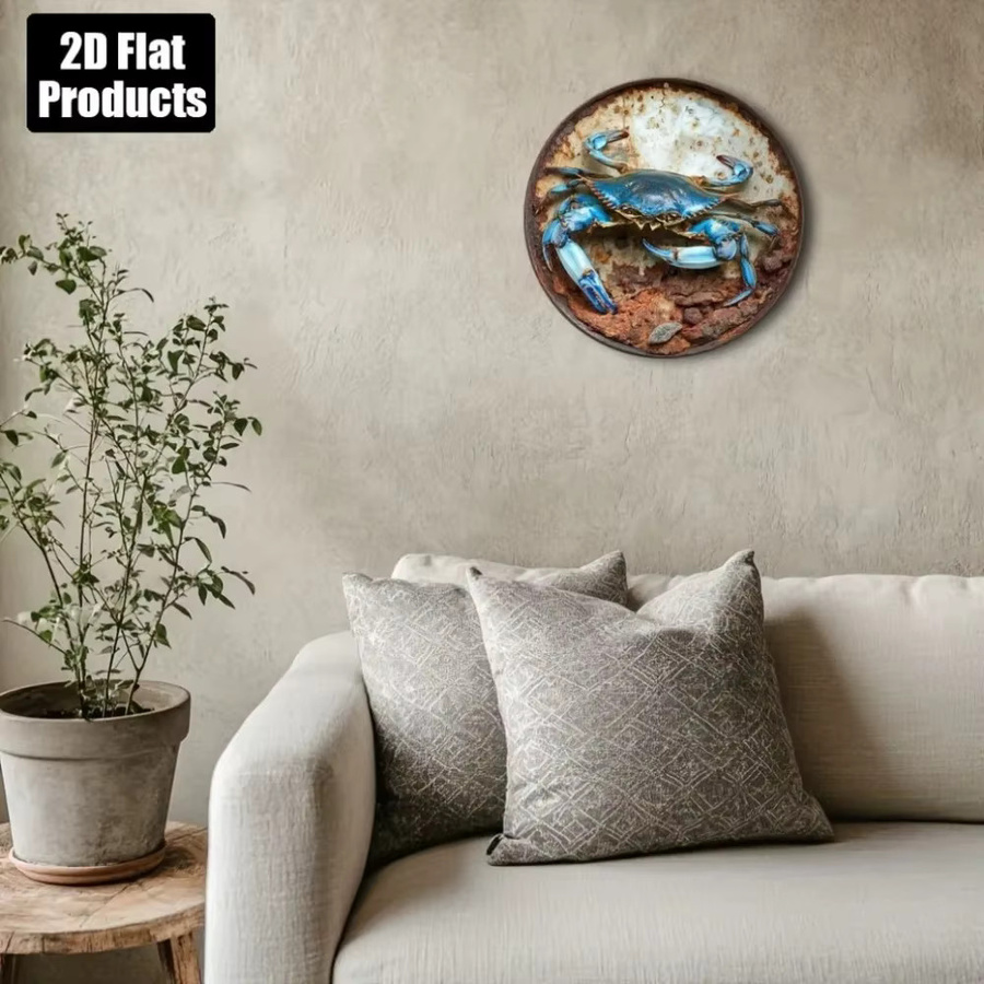 CIFBUY Rundes Aluminium Krabben-Schild als Wanddekoration im maritimen Design, Durchmesser: 20,32 cm - Bild 5