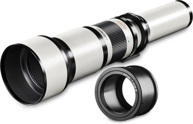 Walimex Pro Teleobjektiv 650-1300mm f/8-16 für Pentax K Vollformat und APS-C in Schwarz und Silber - Bild 1