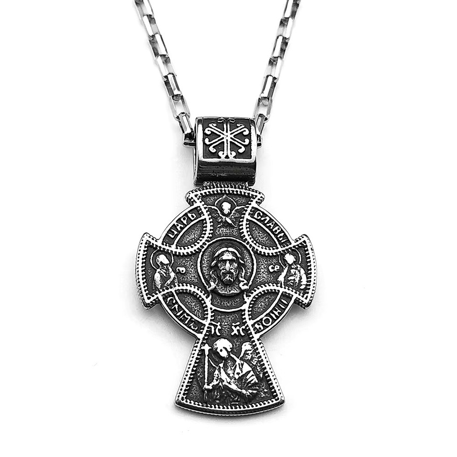 JYTF Anhänger Halskette, Jesus Kruzifix Kreuz, Edelstahl, Silber, Unisex - Bild 3
