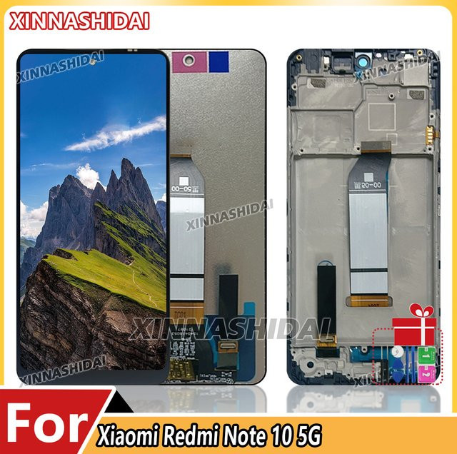 Xiaomi Redmi Note 10 5G Ersatzteil-Set mit 6,67 Zoll LCD-Display Touchscreen Rahmen Akkuabdeckung und Digitizer-Einheit - Bild 1