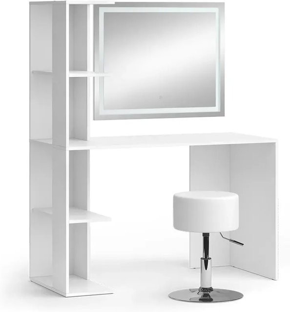Vicco Schminktisch Tower Weiß mit LED-Spiegel und Hocker B: 122 cm, T: 55 cm - Bild 2