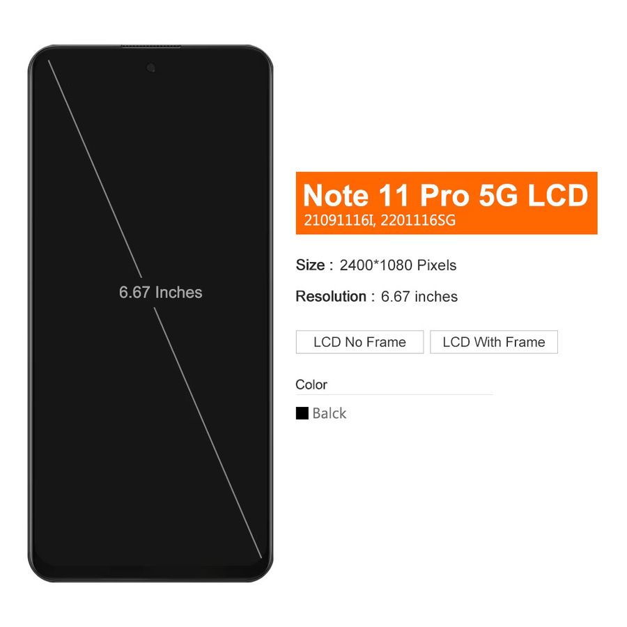 Xiaomi Redmi Note 11 Pro 5G AMOLED Display mit Touchscreen Digitalisierer in Schwarz, 6.67 Zoll - Bild 3