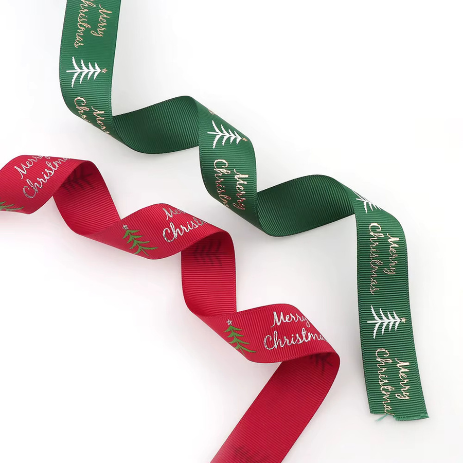 Aogue Weihnachtsbaumband Streifen in Grün und Rot, 5 Yards DIY-Dekoband für Geschenke und Weihnachtsdekoration - Bild 3