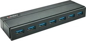 Lindy USB 3.0 Hub mit 7 Ports und Ladefunktion, Schwarz - Bild 2