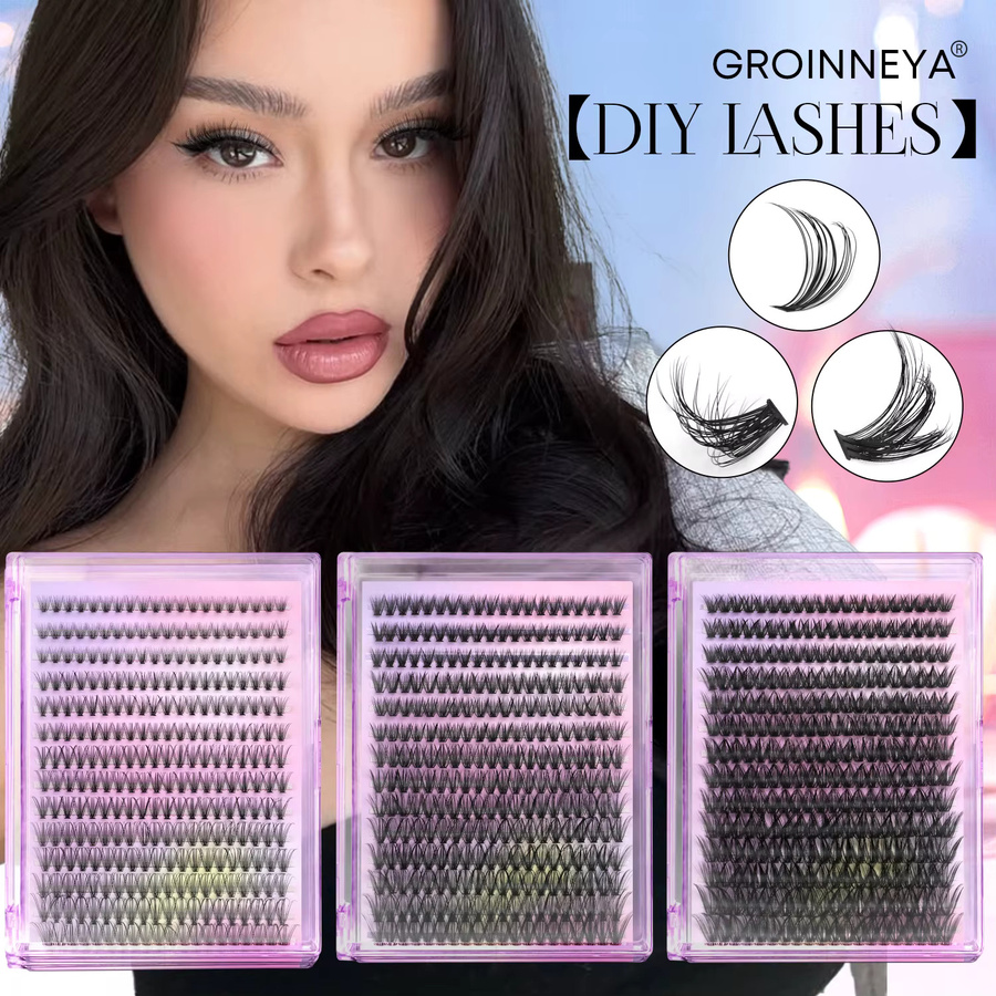 GROINNEYA Wimpern-Cluster, 5D, künstliche Nerz-Cluster-Wimpern, Unisex - Bild 3