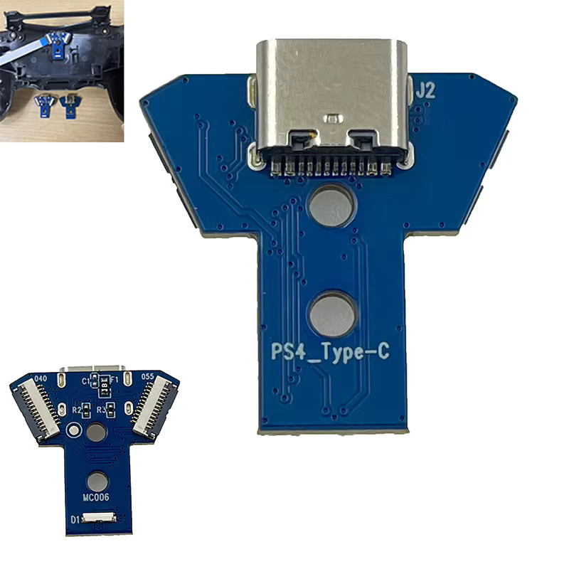 CHENJ USB-C Schnelllade-Board für PS4-Controller als DIY-Ersatzteil für PlayStation JDS-010 011 020 030 040 050 055 in Blau - Bild 2