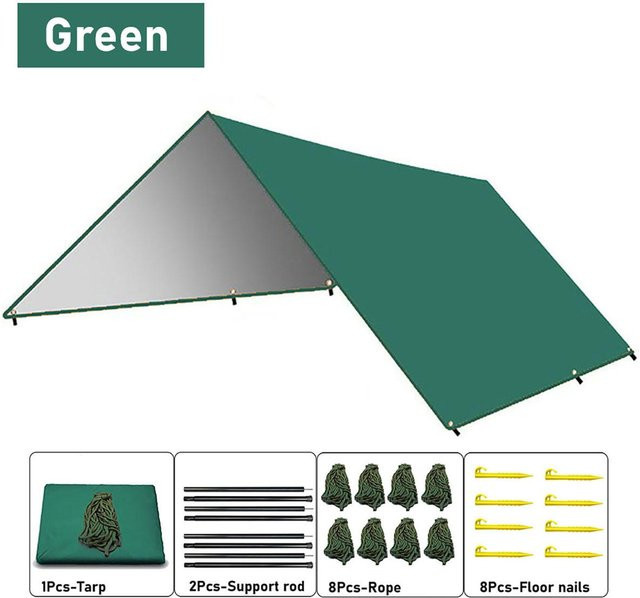 ANHUITAGS Camping-Plane aus Polyester, UV-beständig und wasserdicht mit PU 3000 mm, Farbe: Grün, B x T: 4 x 3 m - Bild 1
