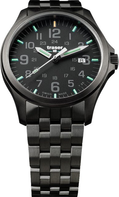 Traser Herrenuhr, Quarz, Edelstahl, Schwarz, 42 mm, 10 ATM - Bild 1