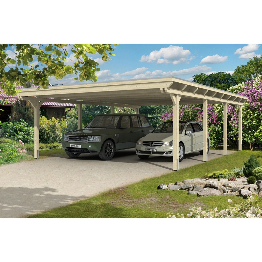 Skan Holz Carport Emsland aus Fichte Leimholz in Beige mit flacher Dachform B: 613 cm, T: 846 cm, H: 248 cm - Bild 2