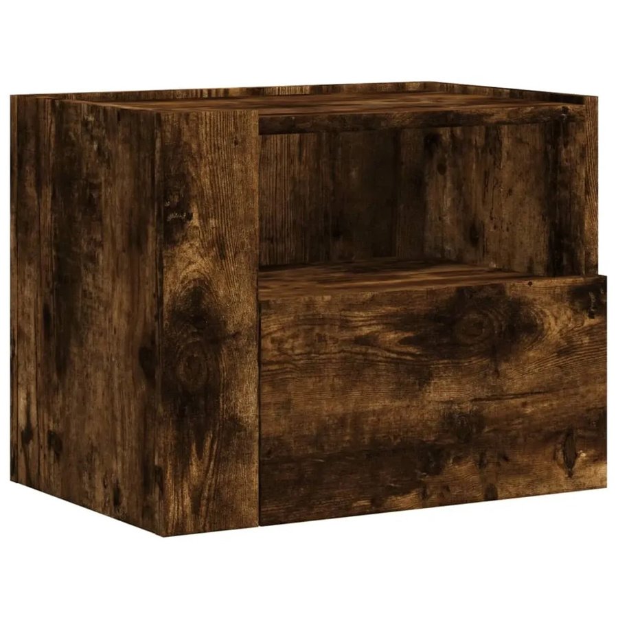 vidaXL Wand-Nachttisch aus Holzwerkstoff in Räuchereiche, Braun, B/T/H: 45 x 30 x 35 cm - Bild 2