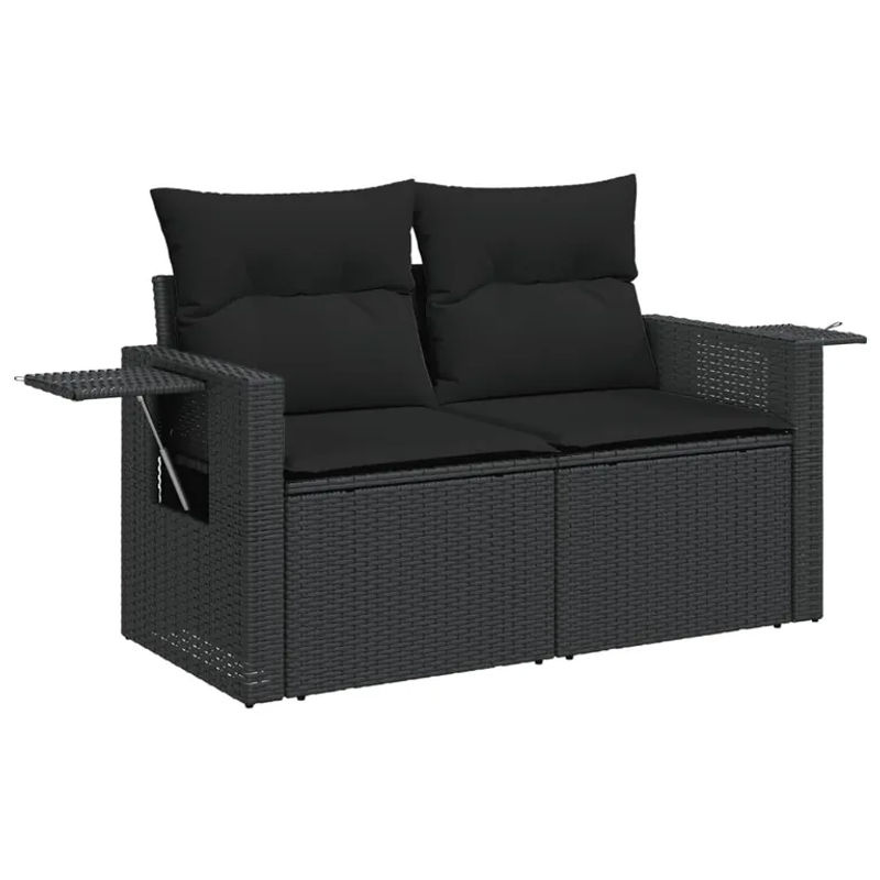 vidaXL 12-tlg. Garten-Sofagarnitur in L-Form aus Polyrattan mit Kissen in Schwarz - Bild 2
