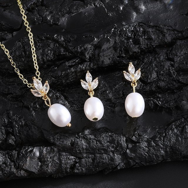 ZAKOL Schmuck-Set, Ohrringe & Halskette, Zirkonia, Perle, Damen - Bild 1
