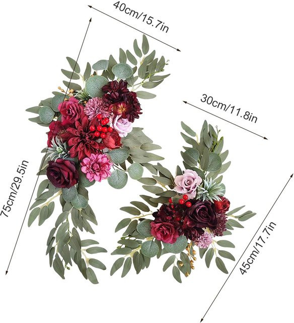 Künstliche Blumengirlande von OutsideWorld mit Rosen und Eukalyptus in Champagnerweiß und Grün für deine Hochzeitsdekoration - Bild 1