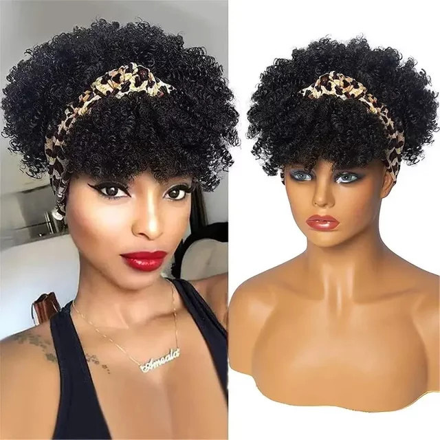 ISIGROSI Afro-Lockenperücke mit Stirnband, kurz, synthetisch, Damen - Bild 1