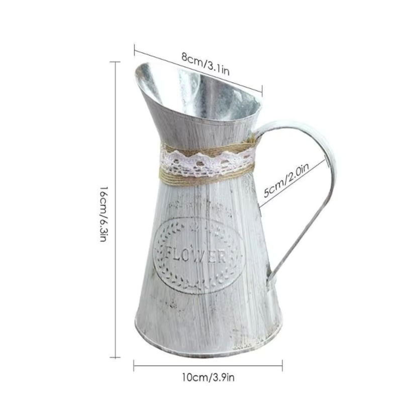 Vintage Metall-Blumenvase in Silber für Schnittblumen im Retro-Design - Bild 3