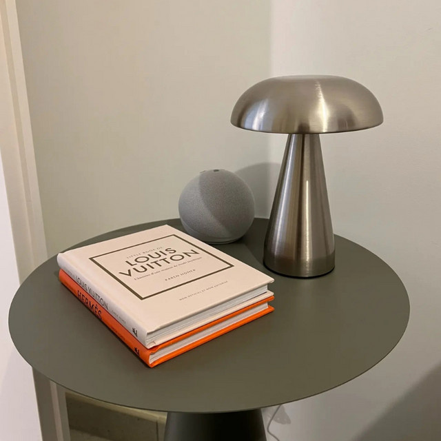 GGBEE Retro-Pilz-LED-Tischlampe mit Berührungssensor und Dimmer, wiederaufladbare Nachttischlampe in Gold/Messing für Schlafzimmer und Dekoration - Bild 1