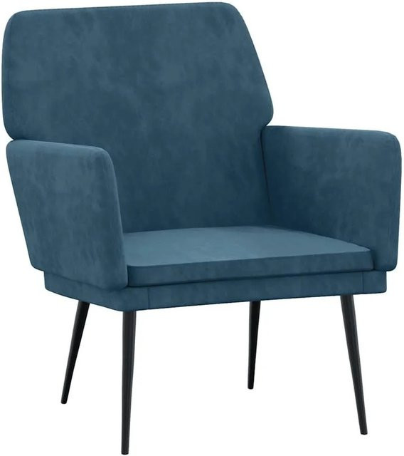 vidaXL Sessel Blau aus Samt mit Metallgestell B/T/H: 62 x 79 x 79 cm - Bild 1