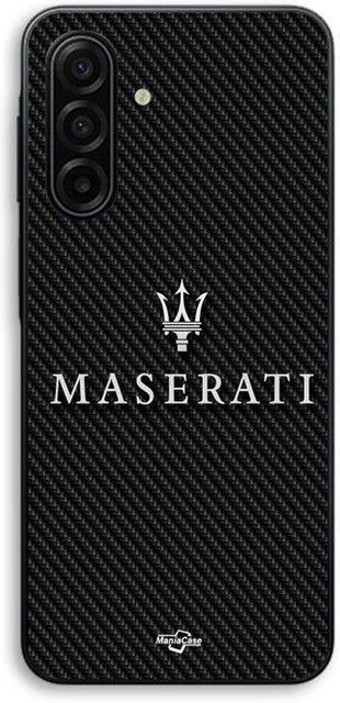 Maniacase Schutzhülle für Samsung Galaxy A56 mit Maserati Design in Weiß und Schwarz Carbon-Optik - Bild 1