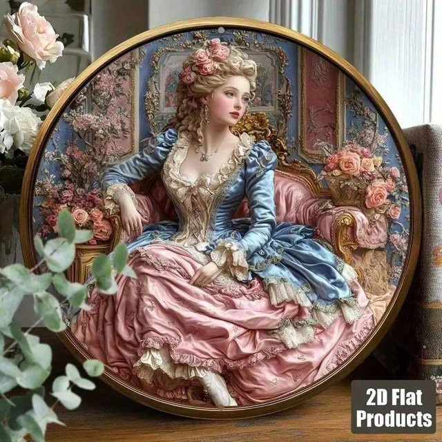 CIFBUY Runde Metall-Wandkunst mit Blumenmuster im Vintage-Stil, Aluminium-Plakette für die Heimdekoration, Durchmesser: 20,32 cm, Mehrfarbig - Bild 1